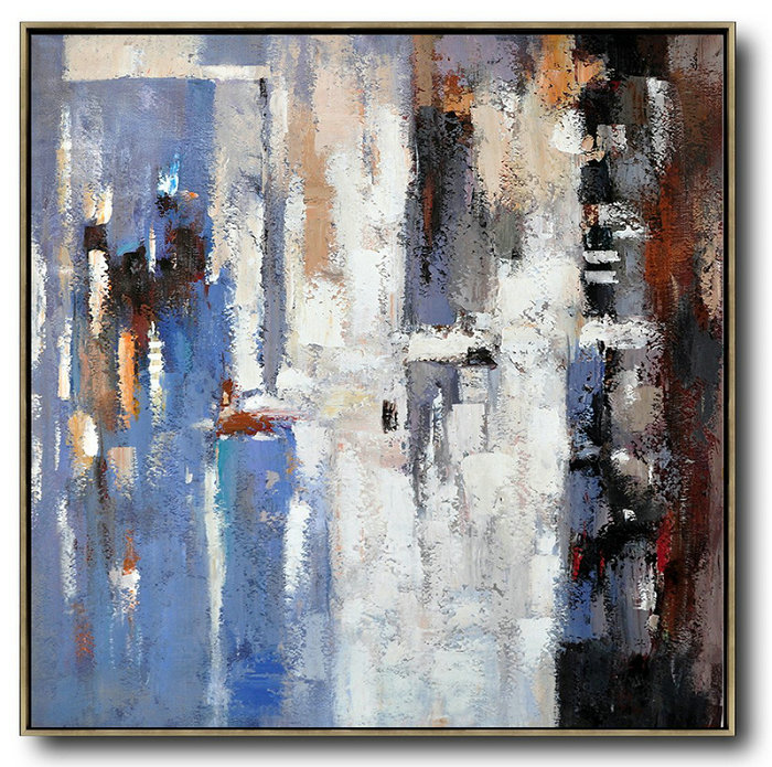 Extra Large 72" Acrylic Painting,Oversized Contemporary Art,Large Canvas Art,Modern Art Abstract Painting,Blue,White,Brown,Red.etc